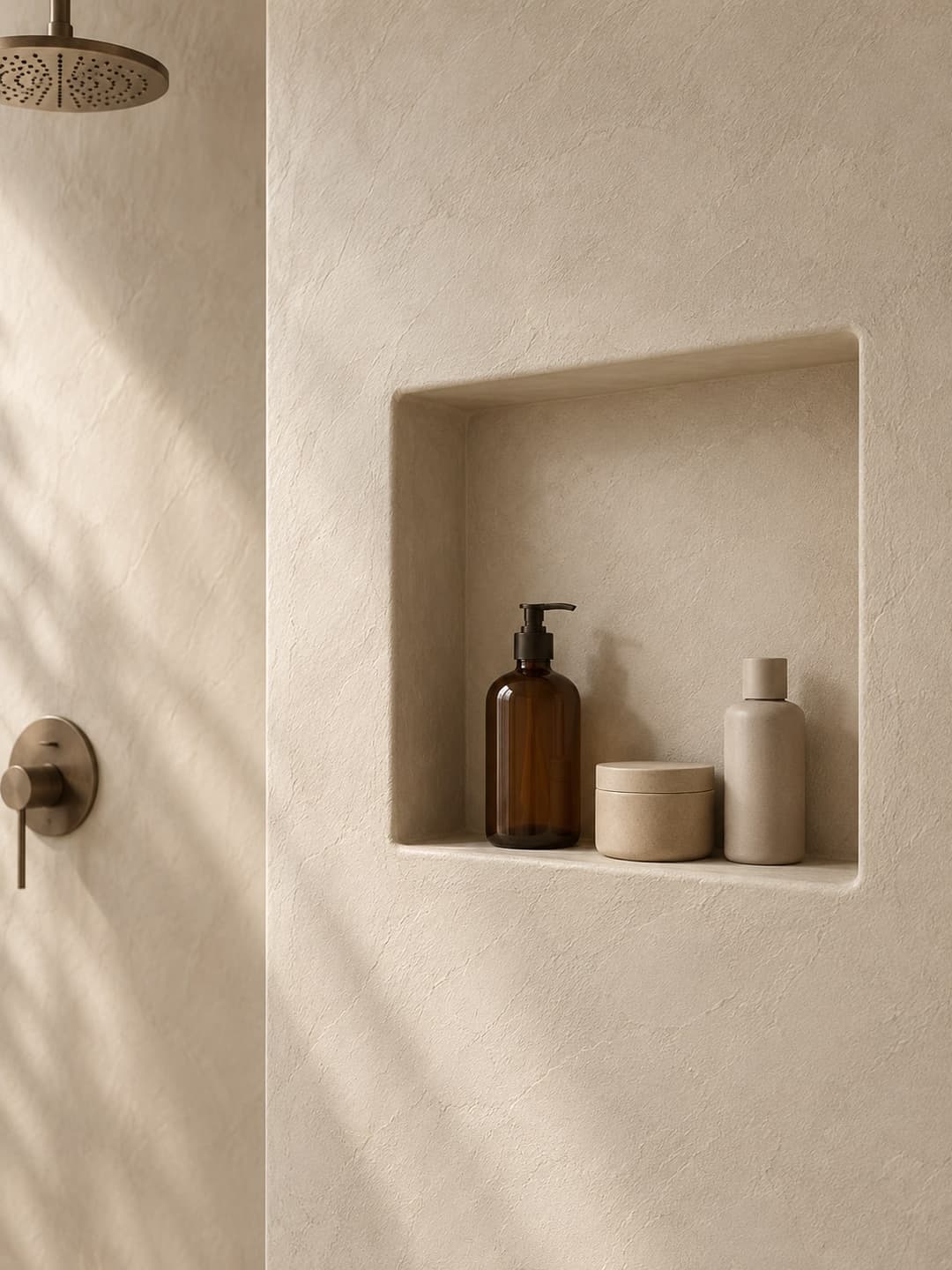 Inbouwnis afgewerkt in microcement