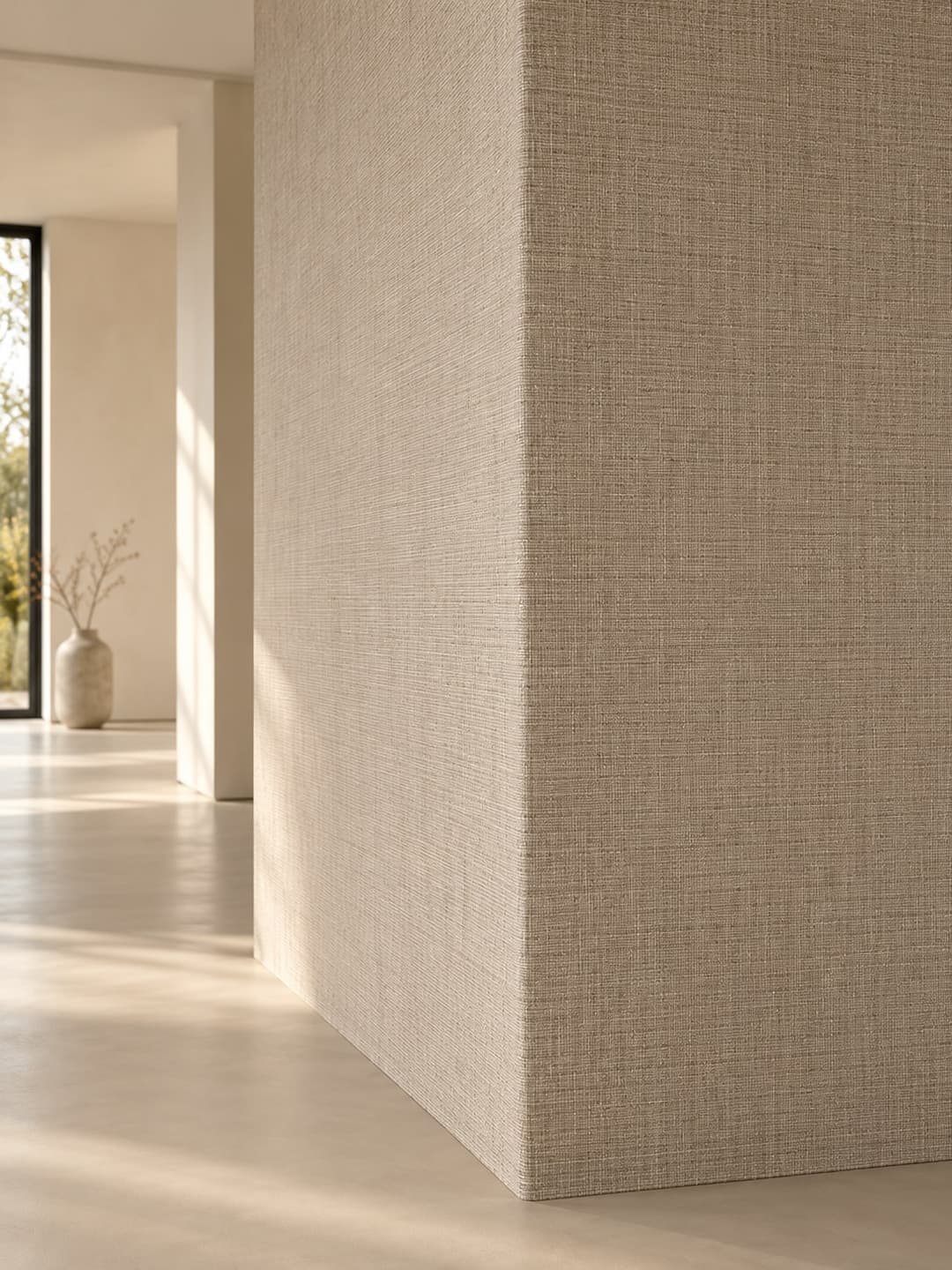 Wandbekleding doorlopend over een hoek