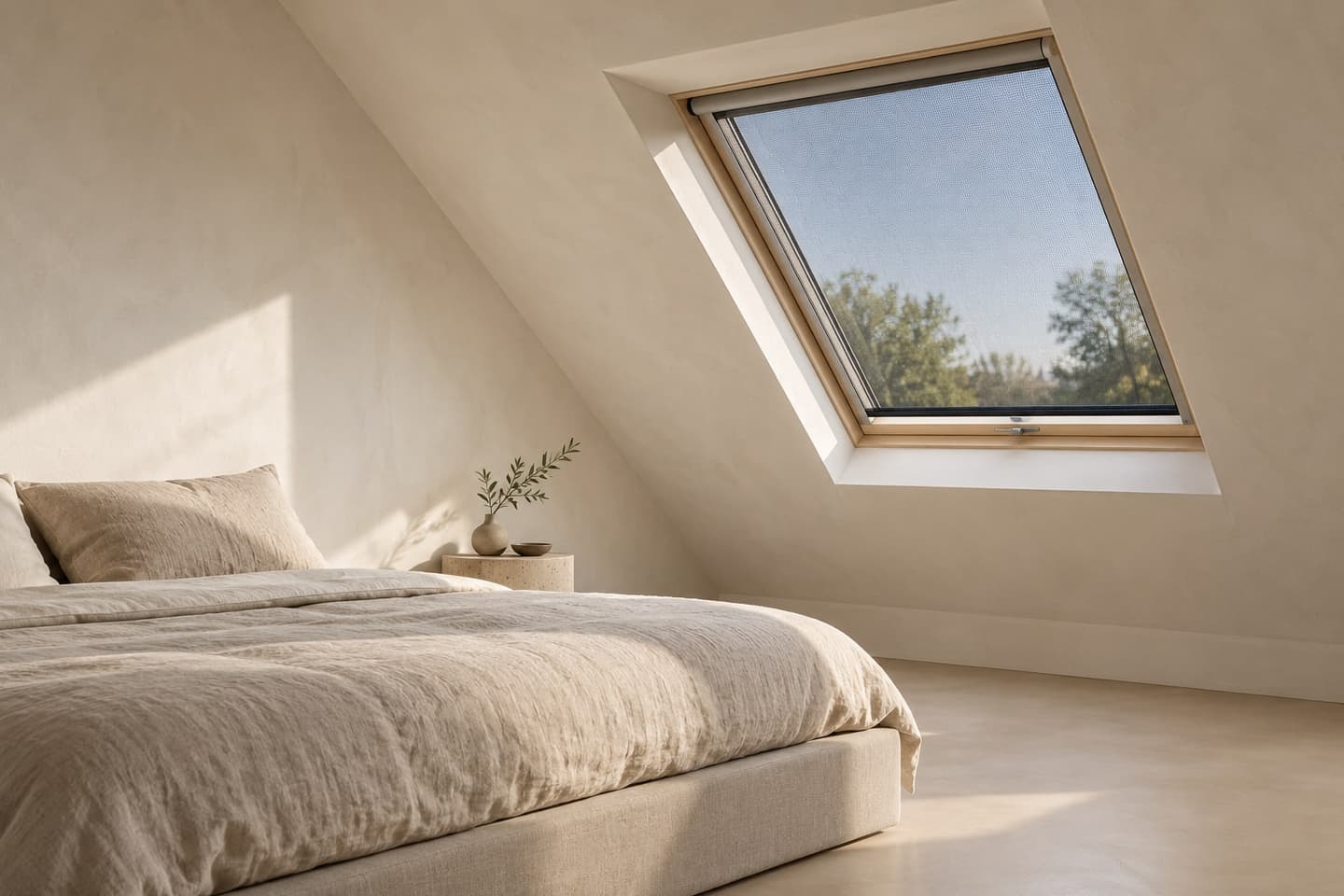 Hor voor een dakraam in een zolderkamer