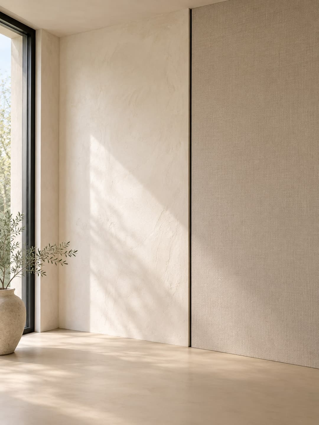 Verdiepte aansluiting tussen stucwerk en wandbekleding