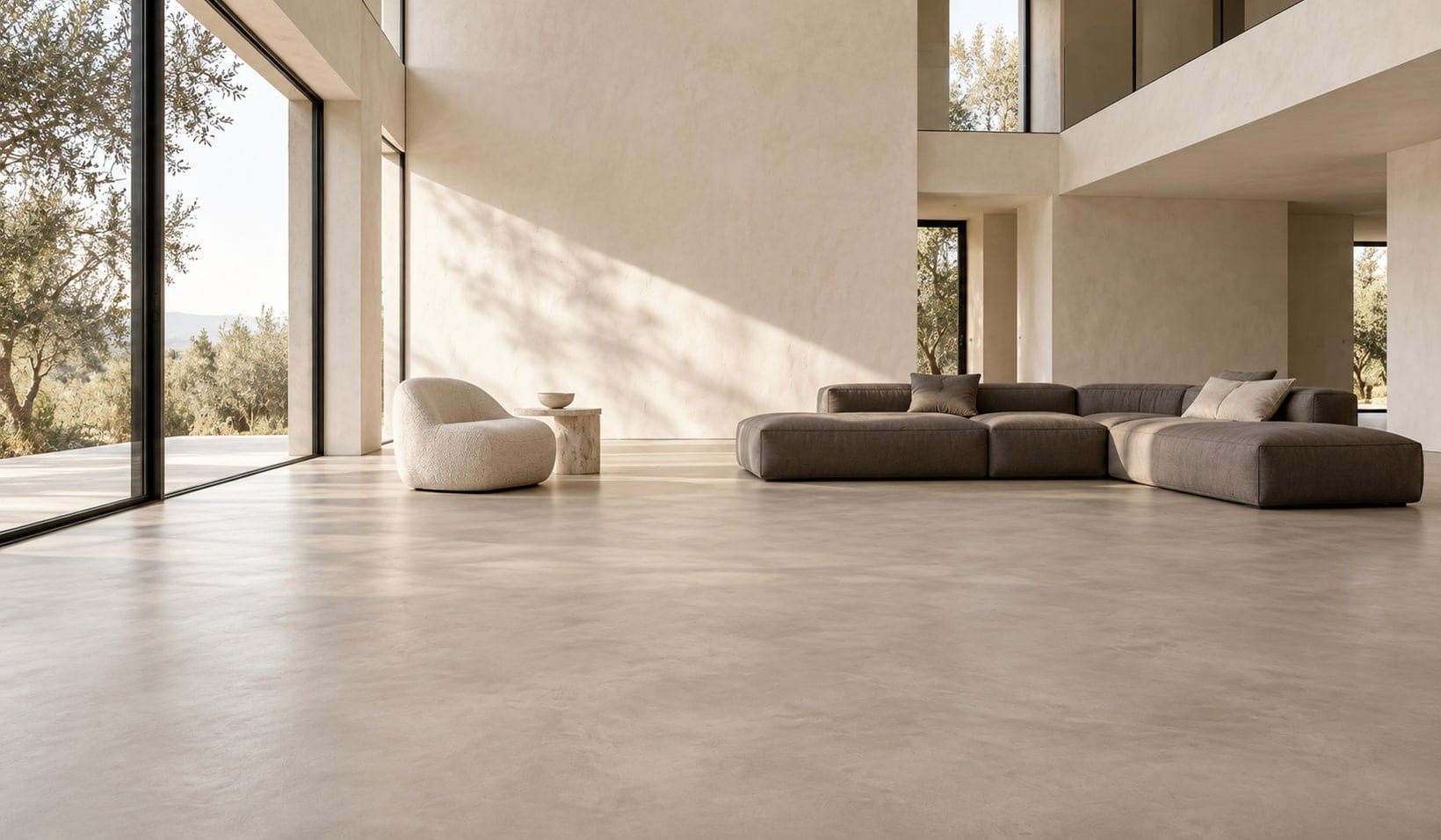 Betonlook vloer met zichtbare wolking