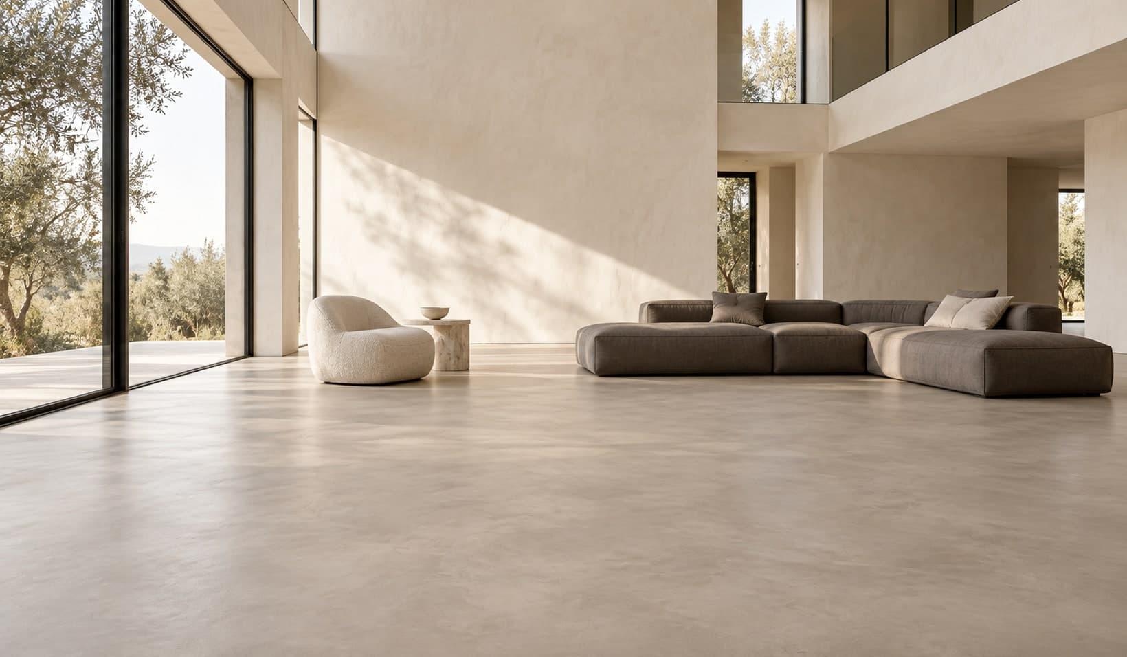 Betonlook vloer met zichtbare wolking