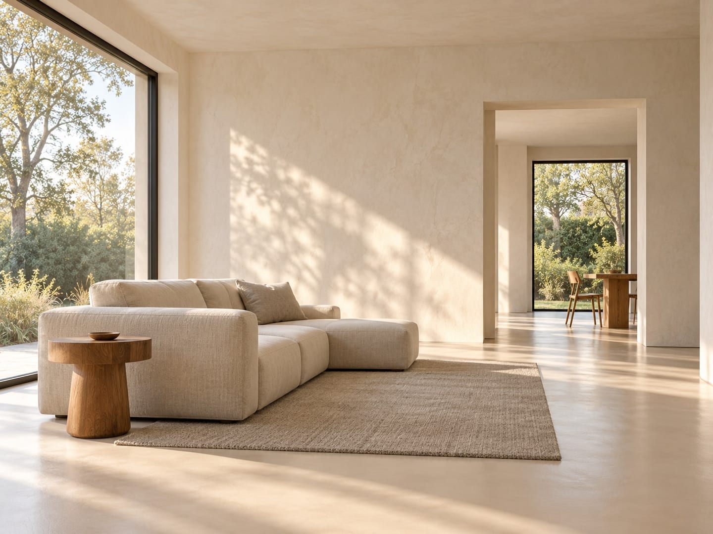 Woonruimte in Villa Amsterdam met minerale wandafwerking