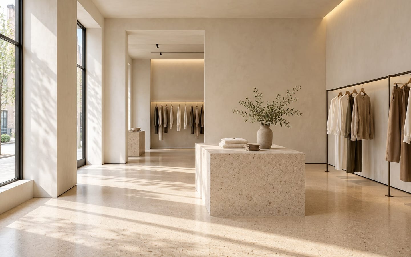Winkelinterieur in Utrecht met gegoten terrazzovloer