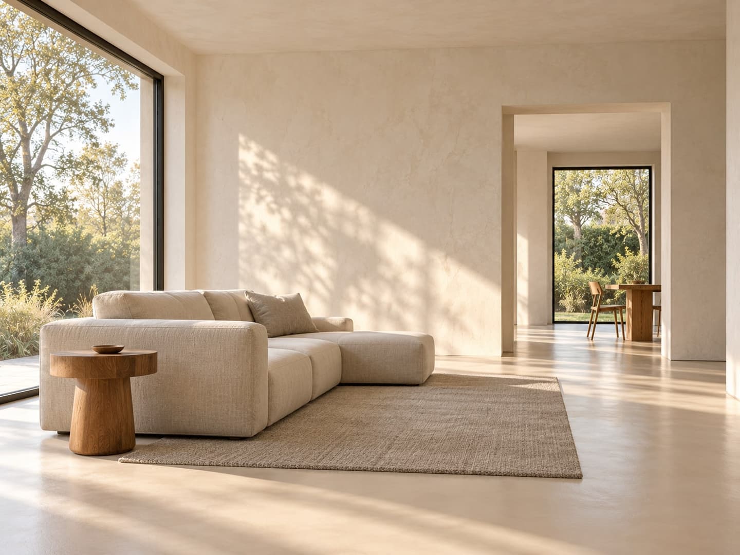 Woonruimte in Villa Amsterdam met minerale wandafwerking