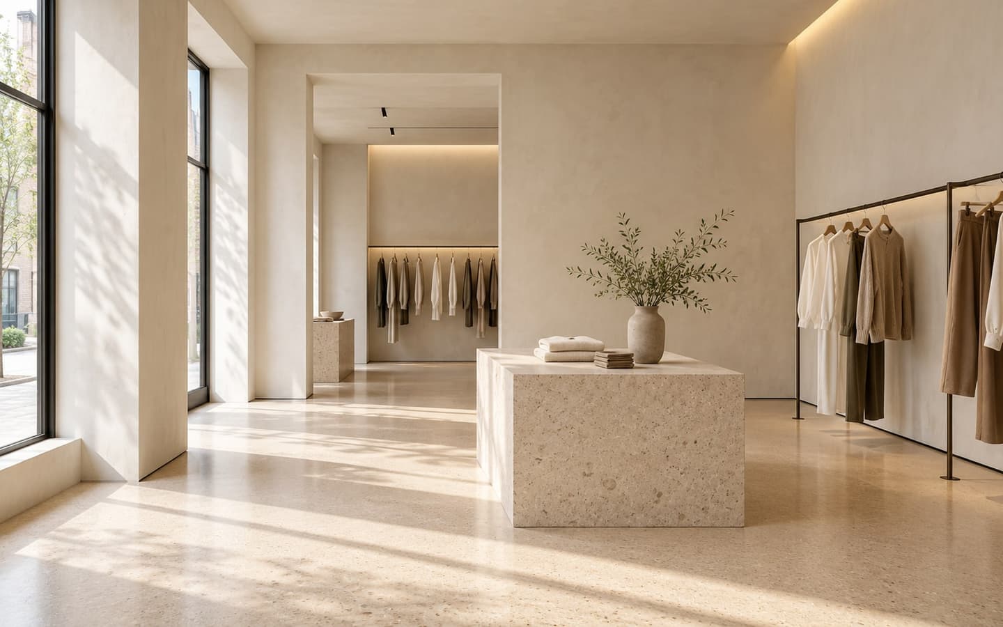 Winkelinterieur in Utrecht met gegoten terrazzovloer